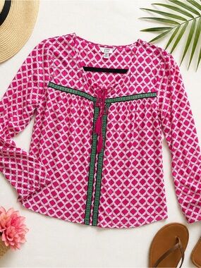 Crown & Ivy Swim Cover Up Top XS Pink Green Resort Aqua Fitness Pool Beach